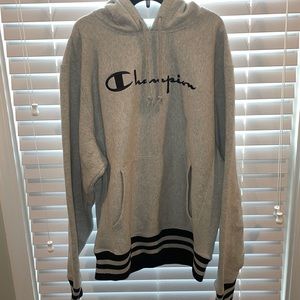 Champion Hoodie- Gray with black detailing.